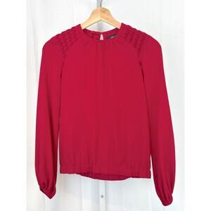 ISABEL MARANT No 1501 Size 34 US XS Smocked Shoulder Long Sleeve Top Red